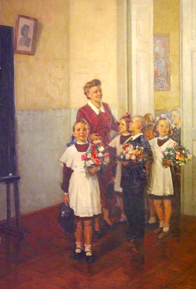 Александр КЕРЖНЕР. «В первый класс», холст, масло, 1950 г.