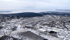 Так выглядит Академгородок  из иллюминатора вертолёта. Фото Михаила ПЕРМИНА