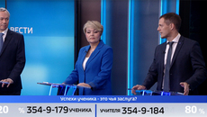 Во время прямого эфира телезрители могли проголосовать. По мнению большинства, успехи ученика в большей степени зависят от учителя. Фото: стоп-кадр специального выпуска телеканала «Вести Новосибирск»